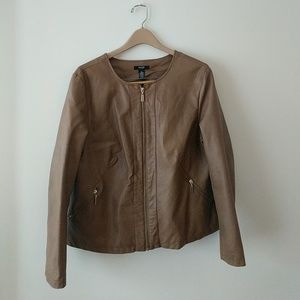 Alfani tan faux leather jacket 1x
